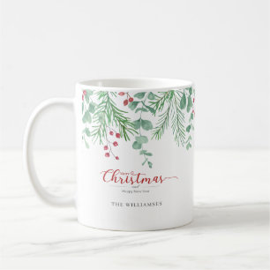 Merry Christmas  Holiday Eucalypt Border Mug