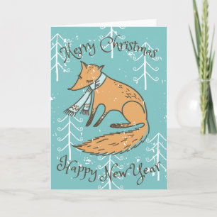 Merry Christmas Holiday Fox Cosy Card