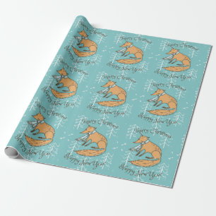 Merry Christmas Holiday Fox Cosy Wrapping Paper