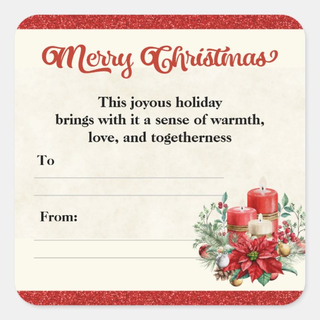 Merry Christmas Holiday Gifts Friend and Business Square Sticker (Front)