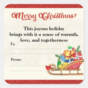 Merry Christmas Holiday Gifts Friend and Business Square Sticker