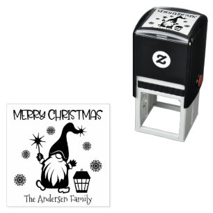 Merry Christmas Holiday gnome custom name Self-inking Stamp