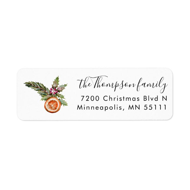 Merry Christmas Holiday Greenery Return Address  Label (Front)