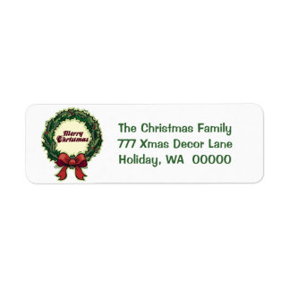 Merry Christmas Holiday Greeting Card Mail Label Return Address Label