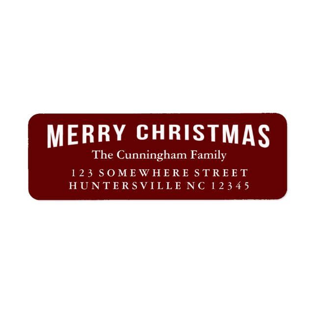 Merry Christmas Holiday Greeting Return Address Label (Front)