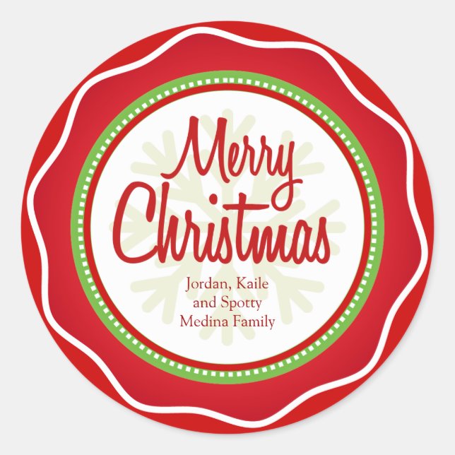 Merry Christmas Holiday Greetings Labels (Front)