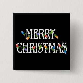 Merry Christmas Holiday Lights 15 Cm Square Badge