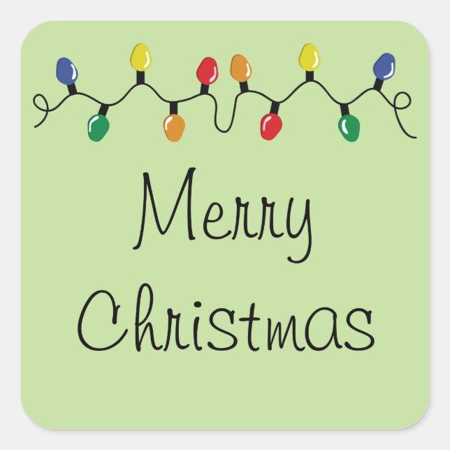 Merry Christmas Holiday Lights Square Sticker (Front)