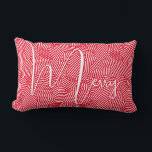 Merry Christmas Holiday Lumbar Cushion<br><div class="desc">Merry in a chic white script on a pattern of white squiggles and dots,  this red lumbar pillow is perfect to decorate your home for the holidays. MATCHING items in our store.</div>