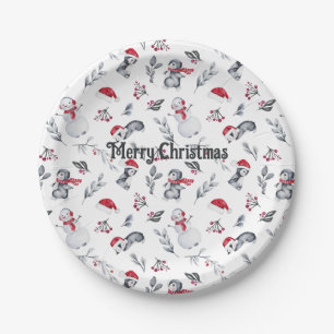 Merry Christmas Holiday Party Cute Whimsical Paper Plate