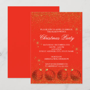 Merry Christmas Holiday Party Glitter Invitation