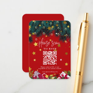 Merry Christmas Holiday Party QR Code RSVP Enclosure Card