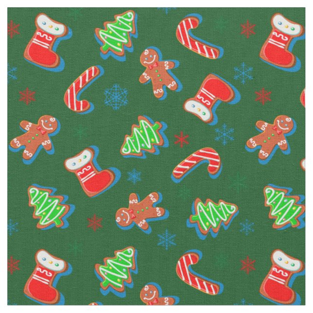 Merry Christmas Holiday Pattern Fabric (Close Up)