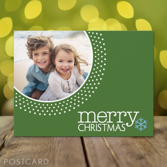 Merry Christmas - Holiday Photo Dots Postcard (Holiday Photo Postcard)