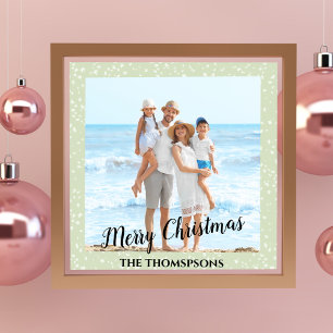 Merry Christmas Holiday Photo Green Calligraphy Poster