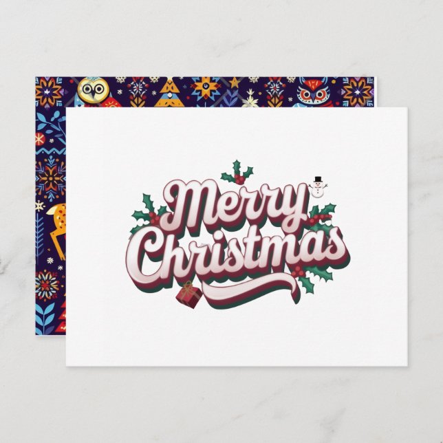 Merry Christmas Holiday Postcard – Festive Winter  (Front/Back)
