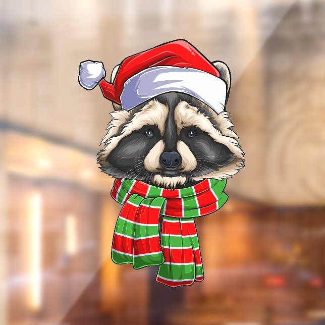 Merry Christmas Holiday Racoon Window Cling (Sheet 2)