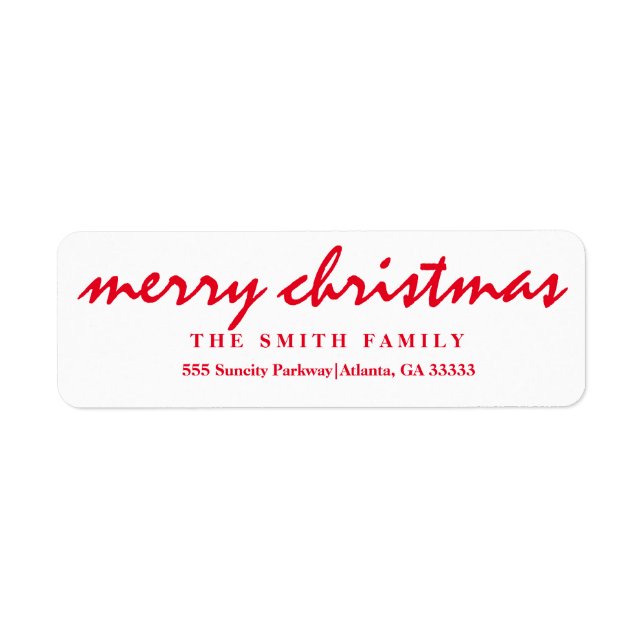 Merry Christmas Holiday Return Address Label (Front)