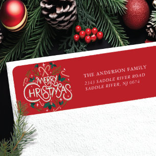 Merry Christmas Holiday Return Address Label