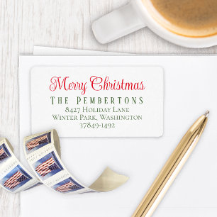 Merry Christmas Holiday Return Address Label