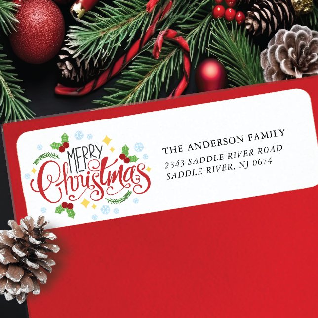 Merry Christmas Holiday Return Address Label (Creator Uploaded)