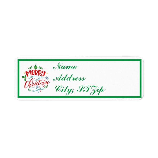 Merry Christmas Holiday Return Address Labels (Front)