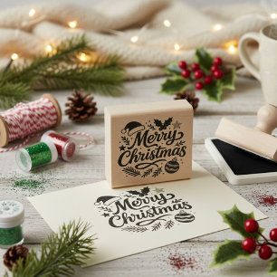 Merry Christmas Holiday Rubber Stamp