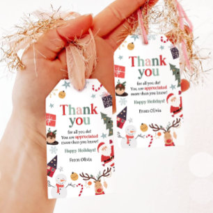 Merry Christmas Holiday Santa Gift Family Teacher Tags