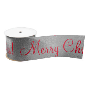 Merry Christmas Holiday Silver Satin Ribbon