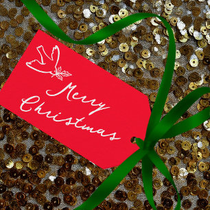 MERRY CHRISTMAS Holiday Simple Dove CUSTOM  Gift Tags