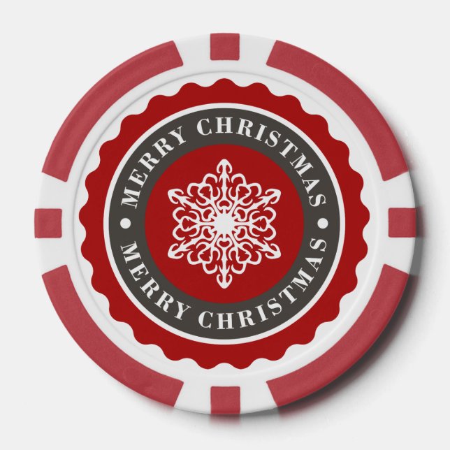 Merry Christmas Holiday Snowflake Poker Chips (Front)