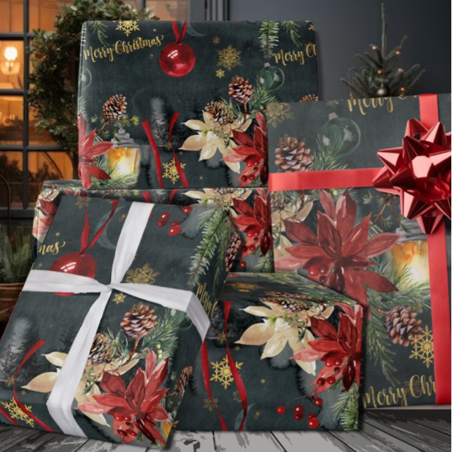 Merry Christmas Holiday Splendour Glossy Wrapping Paper (Creator Uploaded)