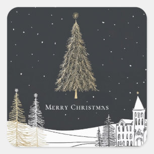 Merry Christmas Holiday Square Sticker