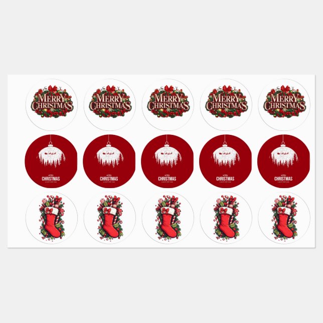 Merry Christmas Holiday Stickers (Sheet)