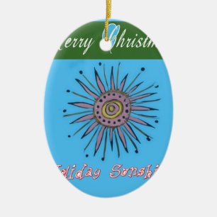 Merry Christmas Holiday Sunshine Collection Ceramic Ornament