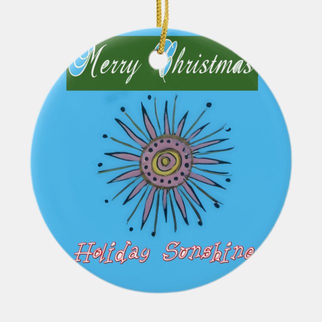 Merry Christmas Holiday Sunshine Collection Ceramic Tree Decoration (Front)