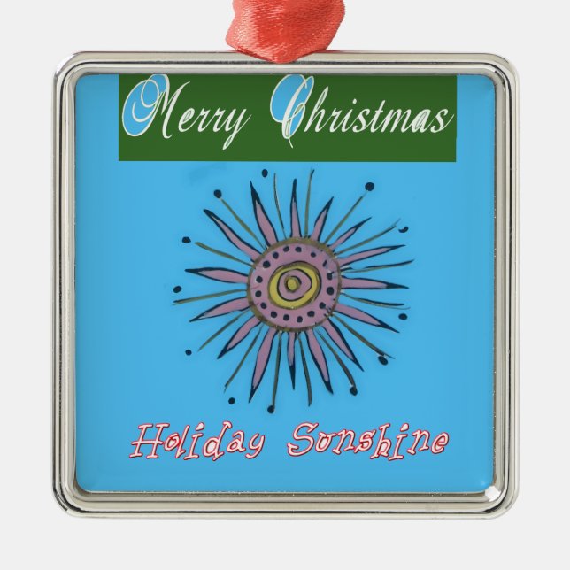 Merry Christmas Holiday Sunshine Collection Metal Ornament (Front)