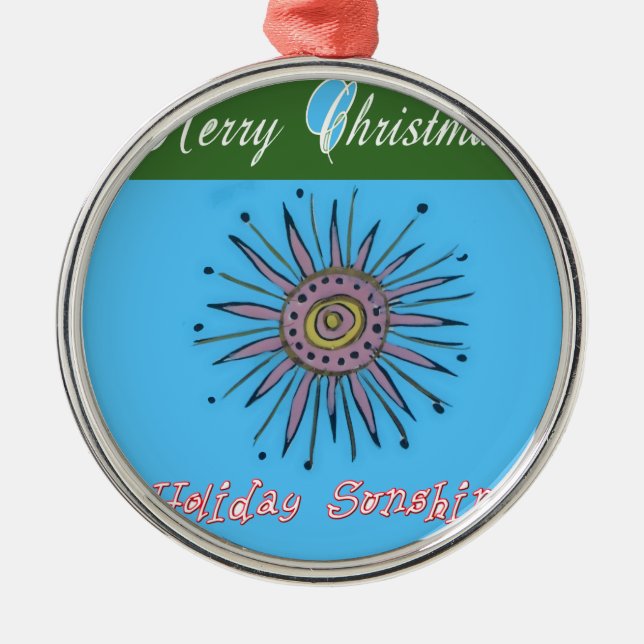 Merry Christmas Holiday Sunshine Collection Metal Ornament (Front)