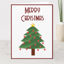 Merry Christmas Holiday Tree Folded Greeting Card