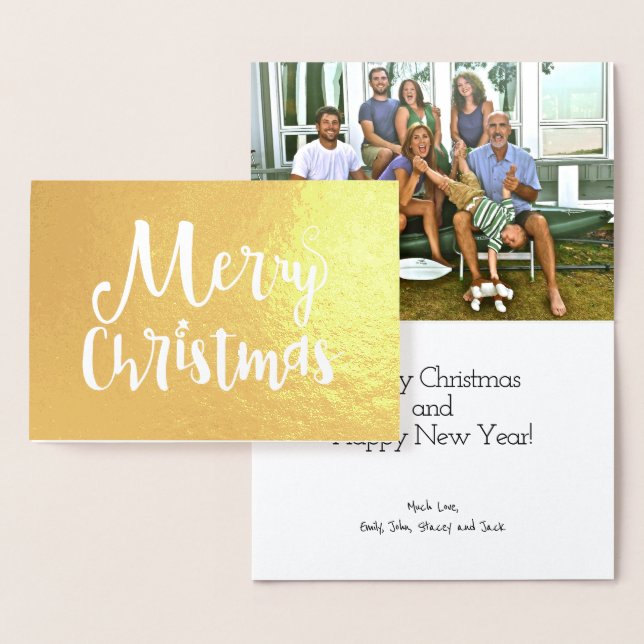 Merry Christmas Holiday Typography Gold Foil Card (Display)