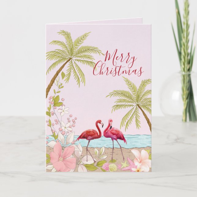 Merry Christmas Holiday Watercolor Floral Card (Front)