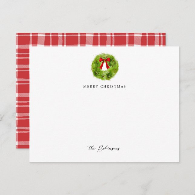 Merry Christmas Holiday Wreath Card (Front/Back)