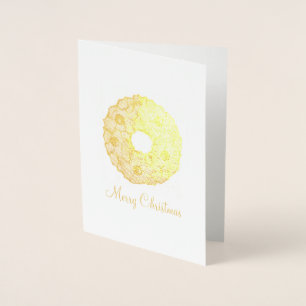Merry Christmas Holiday Xmas Holly Wreath Foil Card