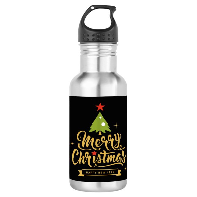 Merry Christmas Holidays 710 Ml Water Bottle (Front)