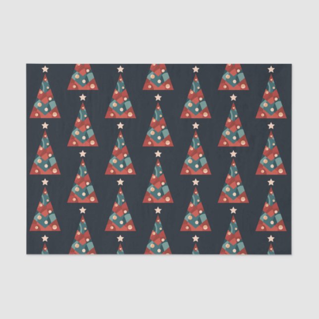 Merry Christmas holidays abstract art xmas tree Tissue Paper (Front)