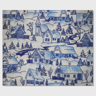 Merry Christmas Holidays Olde-World Winter Village Wrapping Paper
