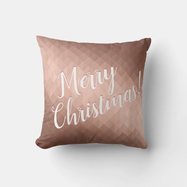 Merry Christmas holidays rose gold chic metallic Cushion (Front)