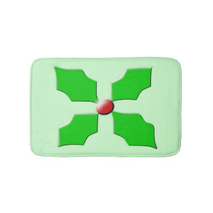 Merry Christmas Holly Bath Mat