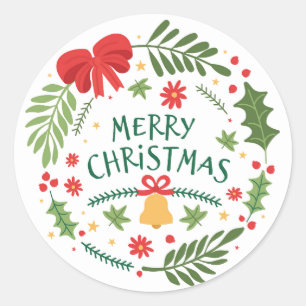 Merry Christmas Holly, Bells & Berries Sticker