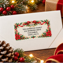 Merry Christmas Holly Berries Bow Arch familly